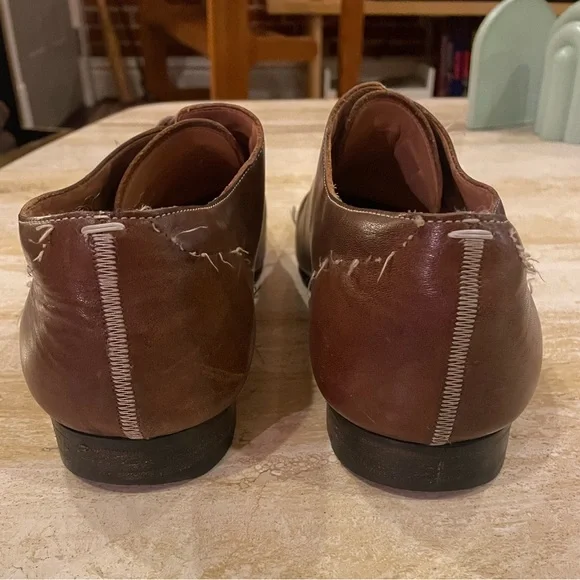 Rare Maison Margiela Distressed Brown Leather Derbies